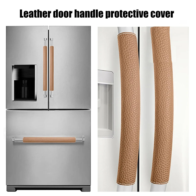 2 قطعة بولي Leather الجلود غطاء مقبض باب الثلاجة قابل للتعديل غطاء مقبض باب الثلاجة واقية مقبض الأجهزة يغطي المنزلية