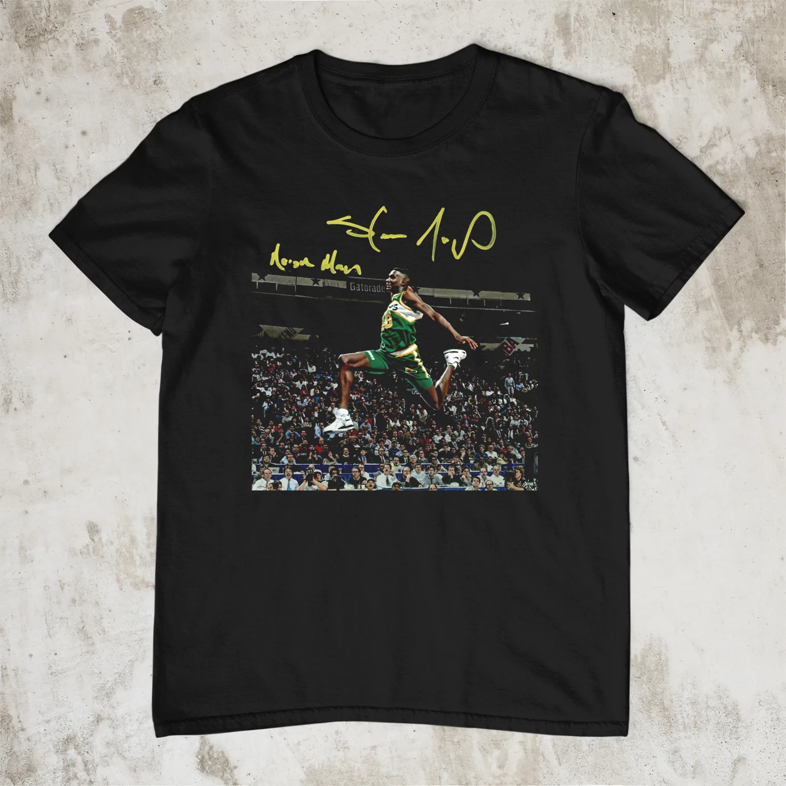 Shawn Kemp Signed Basketball T-shirt Black Unisex All Sizes S to 5XL JJ4014