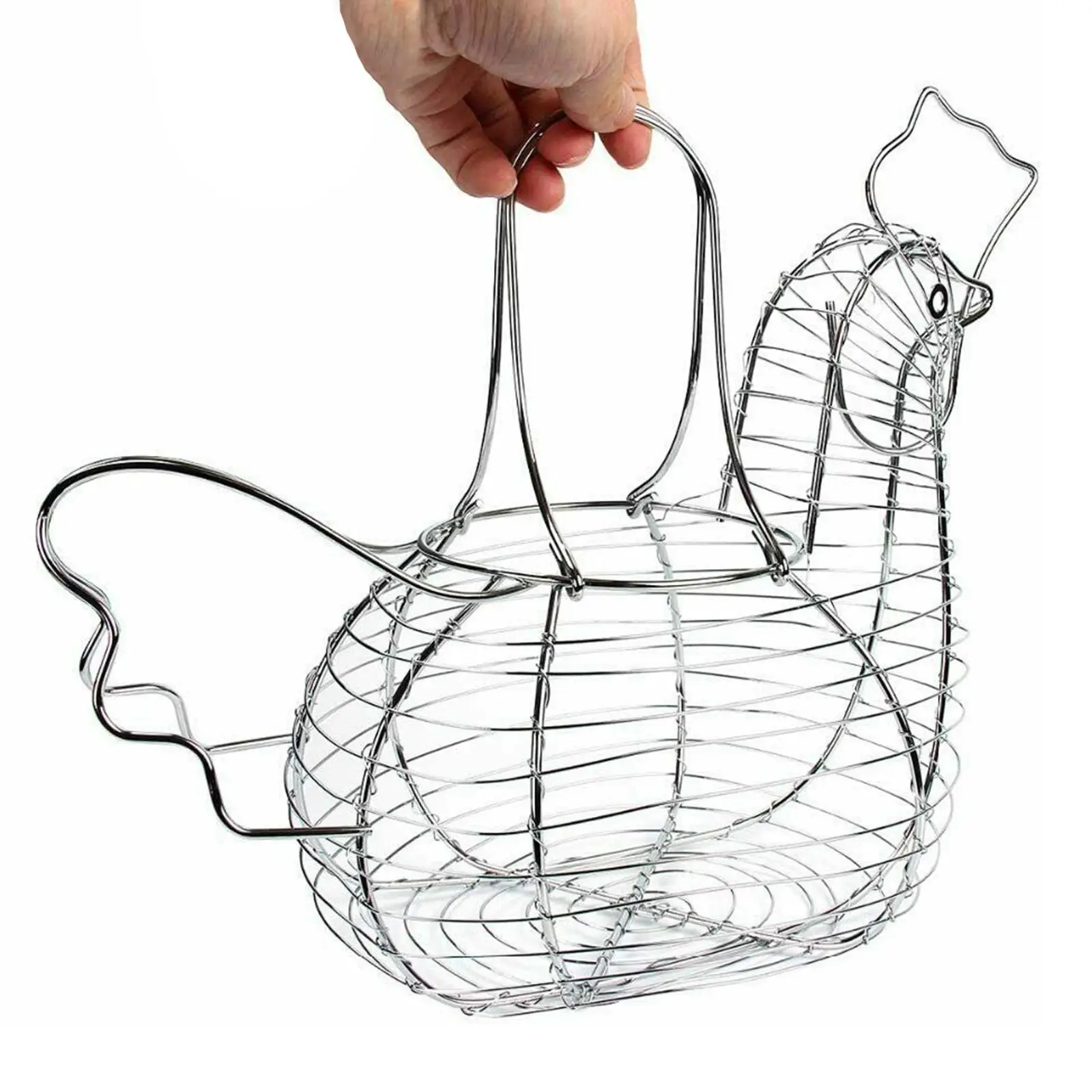 

Хромированная корзина для хранения яиц в форме курицы, держатель-стойка, с ручкой,