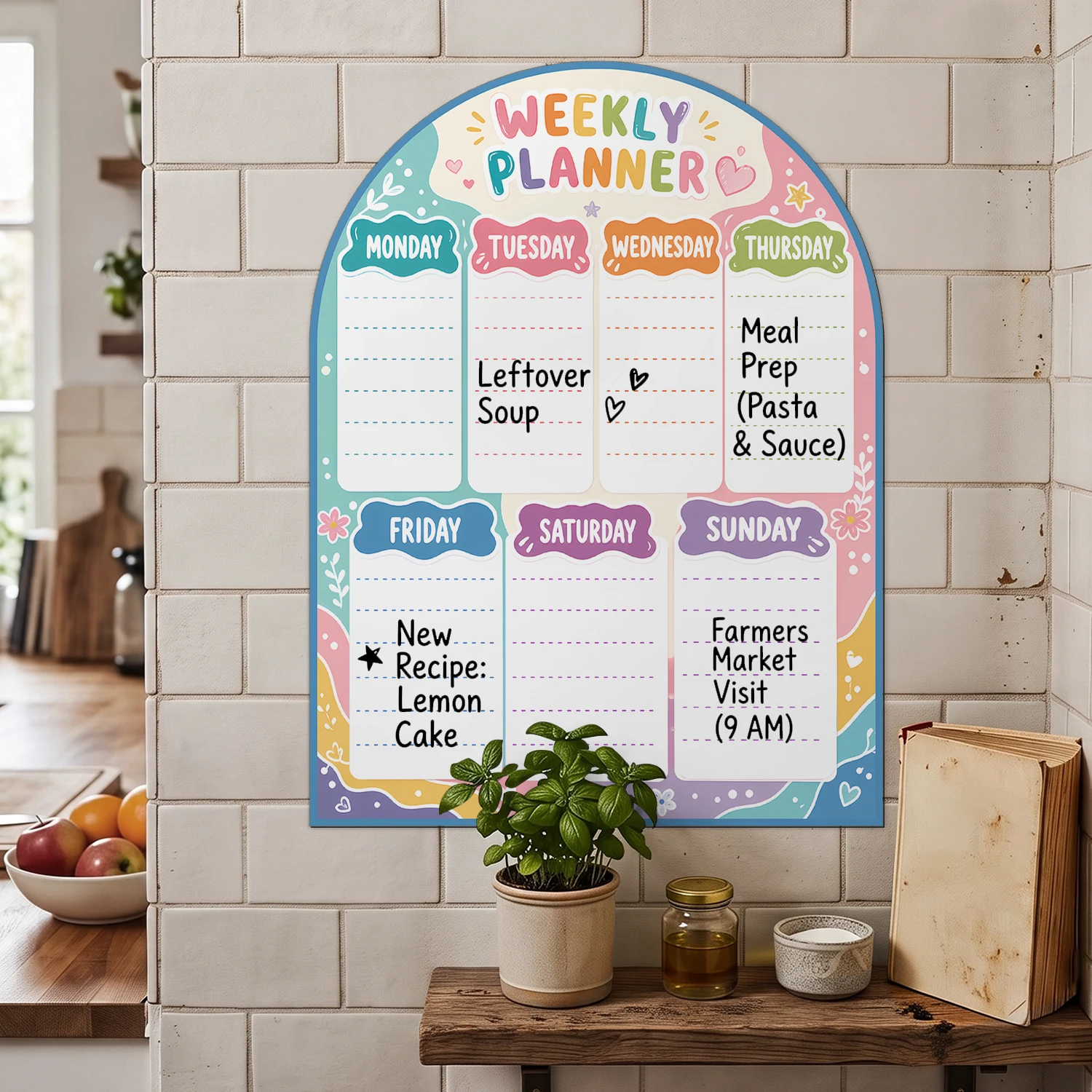 Easy‑Clean Self‑Adhesive Weekly Planning Sticker 30x40cm Wipe‑Off Sheet For Tile Refrigerator Daily Arrangement