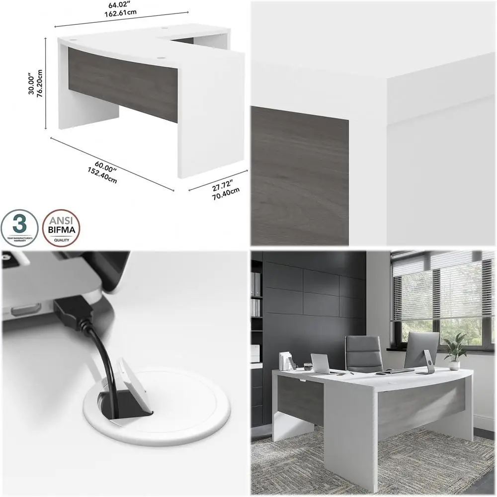 

Компьютерный стол Bush Businurniture Echo L-образной формы с изогнутой передней панелью, белый и серый, для дома или профессионального рабочего пространства