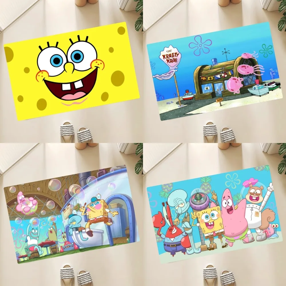 Bilibili SpongeBob Floor Mat Anti-Slip Doormat Home Entrance Doormat Bedroom Bathroom Living Room Floor Mats Kitchen Rug