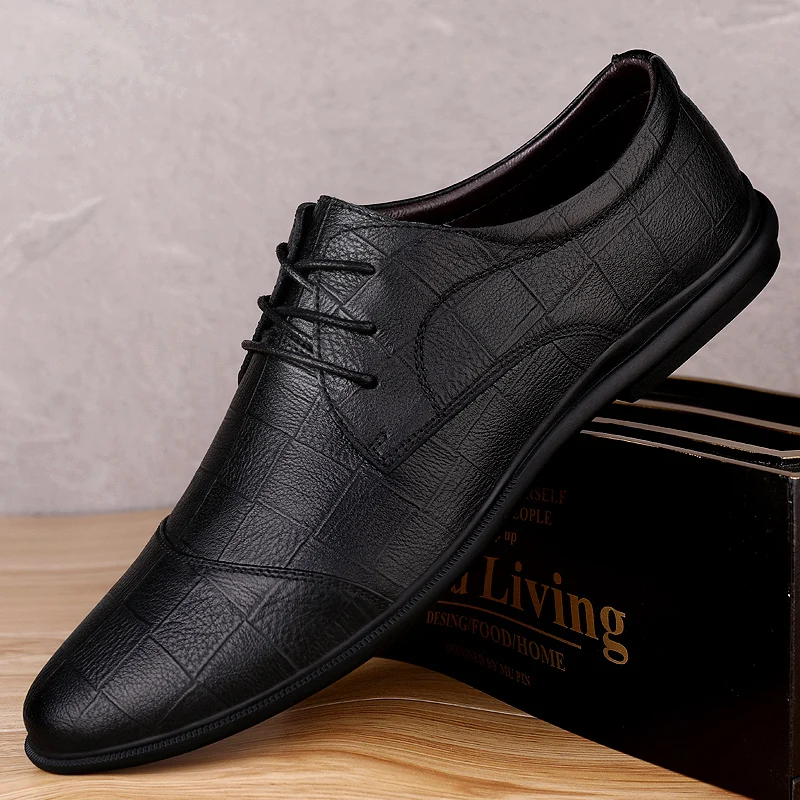 Classic New Men\'s Genuine Leather Casual Shoes Soft Sole Comfortable Loafers Office Men\'s Business Dress Shoes Free Delivery