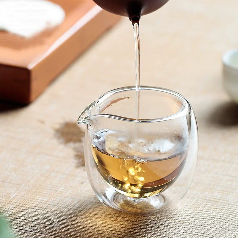 100ml Heat-Resisting Clear Double Wall Layer Glass Tea Pitcher Gongdao Tea Cup Cha hai fair mug