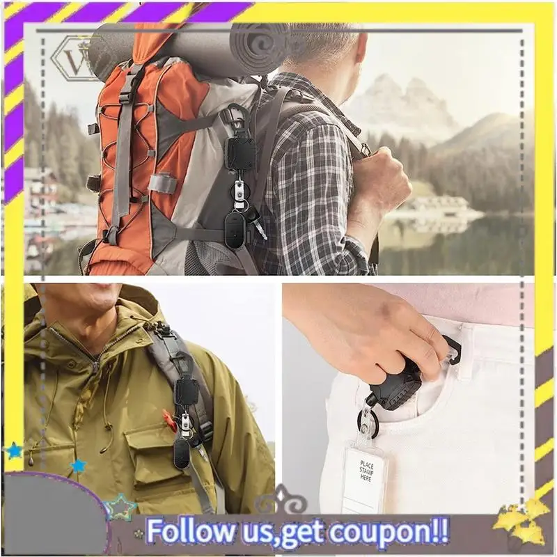 

New 3Pack Heavy Duty Retractable Keychain Badge Reel Hard Plastic ID Badge Holders Vertical 2-Card Badge Holder