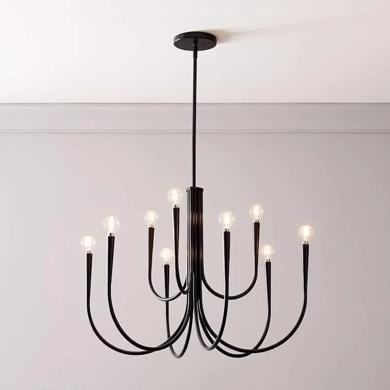 Imagem -03 - Estilo Francês Pendurado Lâmpadas para Teto Pingente Preto Luz Lustre de Luxo Sala Decoração Lustre Vela