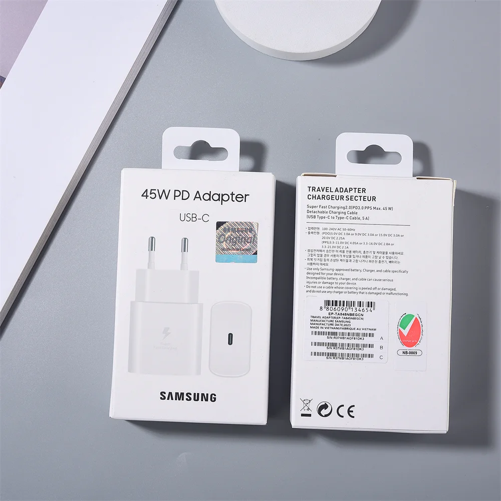 Original Samsung Note 20 S24 S23 Ultrra 45W PD PPS Super Fast Charger EU/US/UK Power Adapter EP-TA845 For S23 S21 S20 FE A73 A53