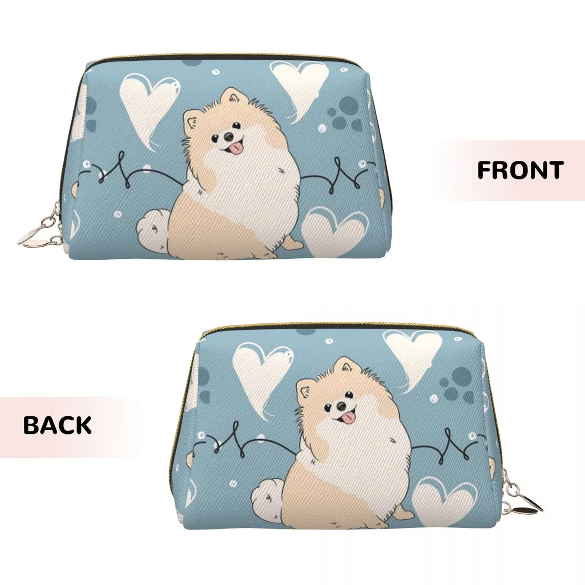 LOVE Cream Pomeranian Women Cosmetic Bags Travel Makeup Organizer Pouch Toiletry Storage Dopp Kit Case