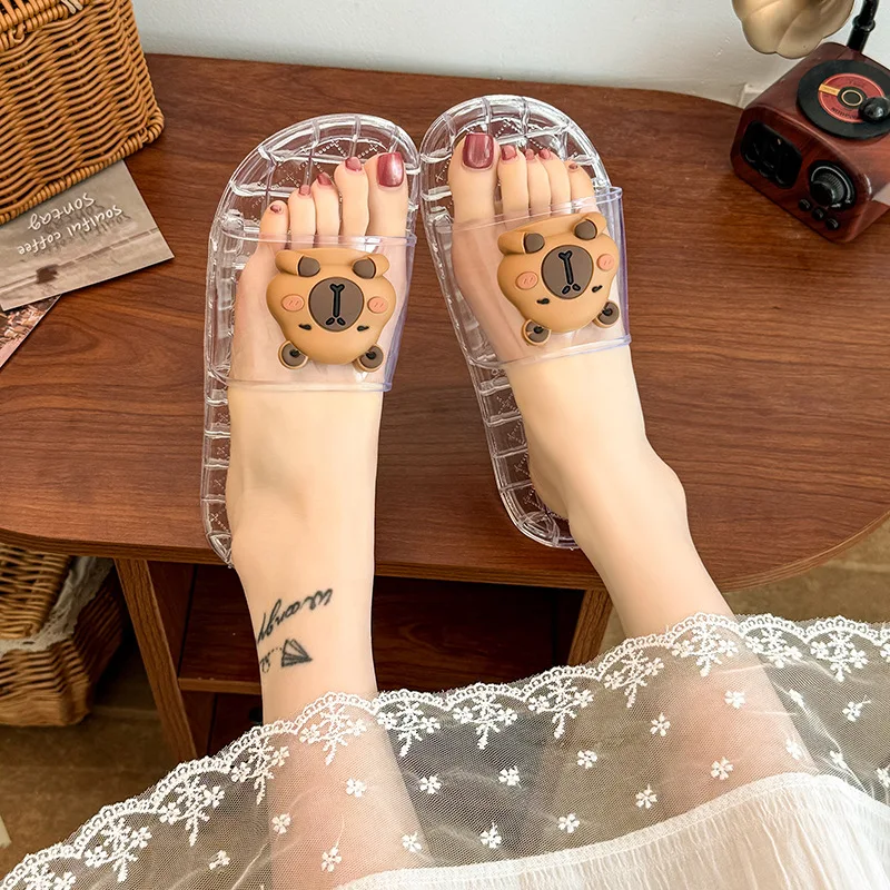 transparent Crystal Slippers Women Summer Bathroom Bathing Non-slip Cartoon Soft Bottom Home Indoor Fashionable Crystal Slippers