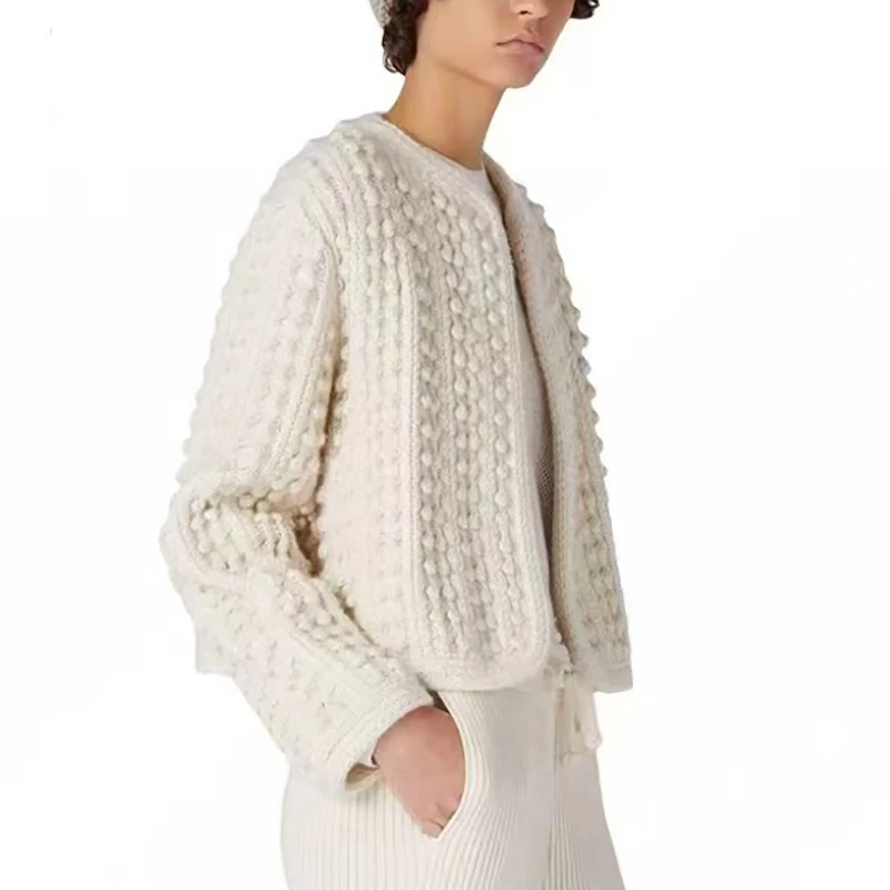 Cardigan lavorato a maglia da donna, maglione 100% cashmere resistente, fodera in seta di alta qualità, top alla moda e versatile, autunno, nuovo,