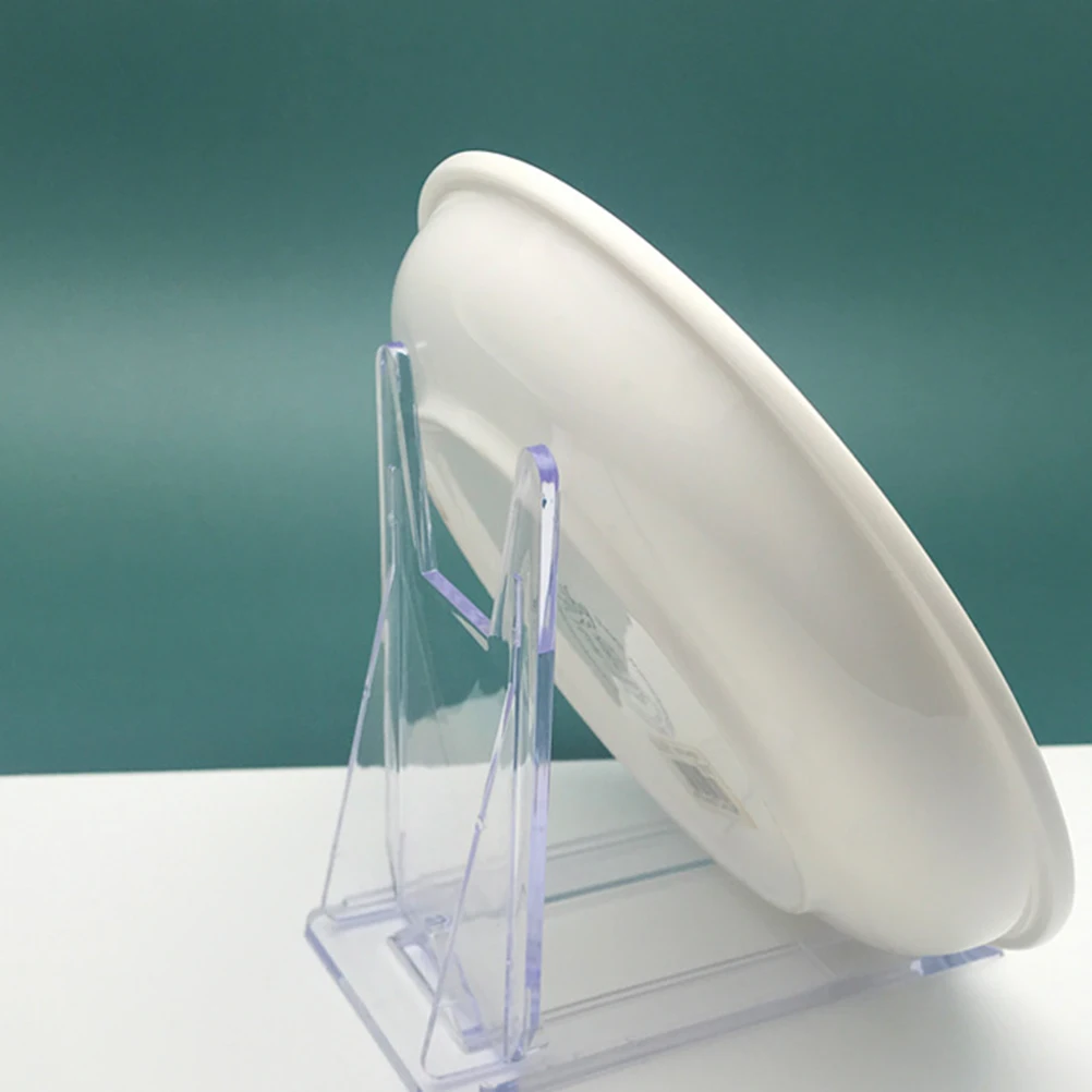 

6pcs Porcelain Plate Holder Transparent Display Rack Plastic Storage Stand For Bowls Frames Led Lights Desktop Organizer Space