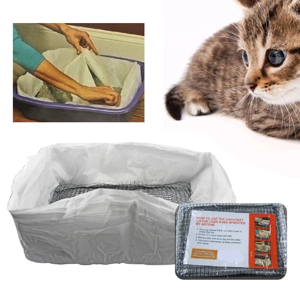 Sifting Cat Litter Bags Litter Box Liner Quick Clean for All Cat Litter Boxes 10 Pack Cat Poop Net Bags Disposable Pet Waste Bag