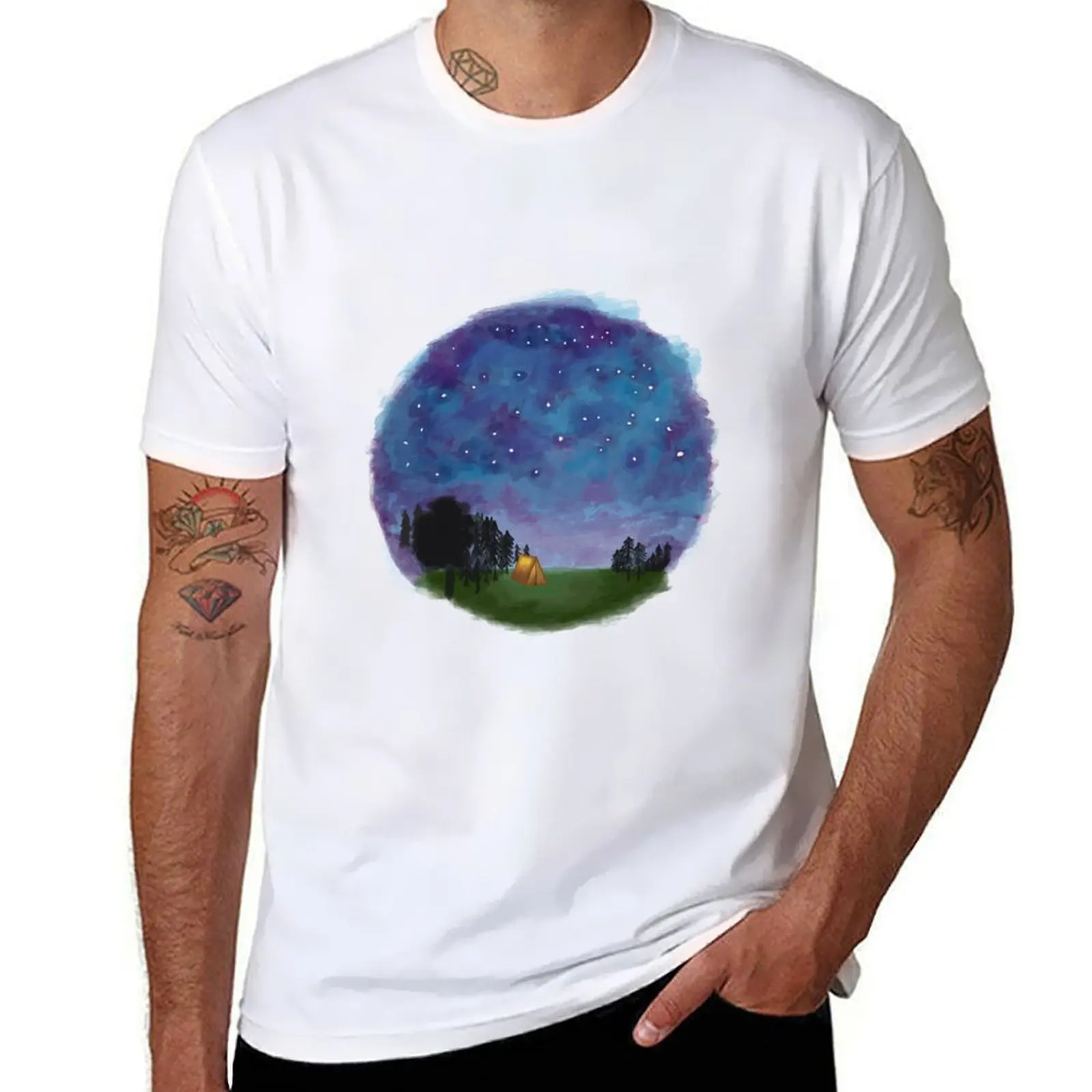 

Camping under the Stars T-Shirt cotton tshirt 100% t shirt men 100% cotton luxury brand man graphic t shirt T-shirt