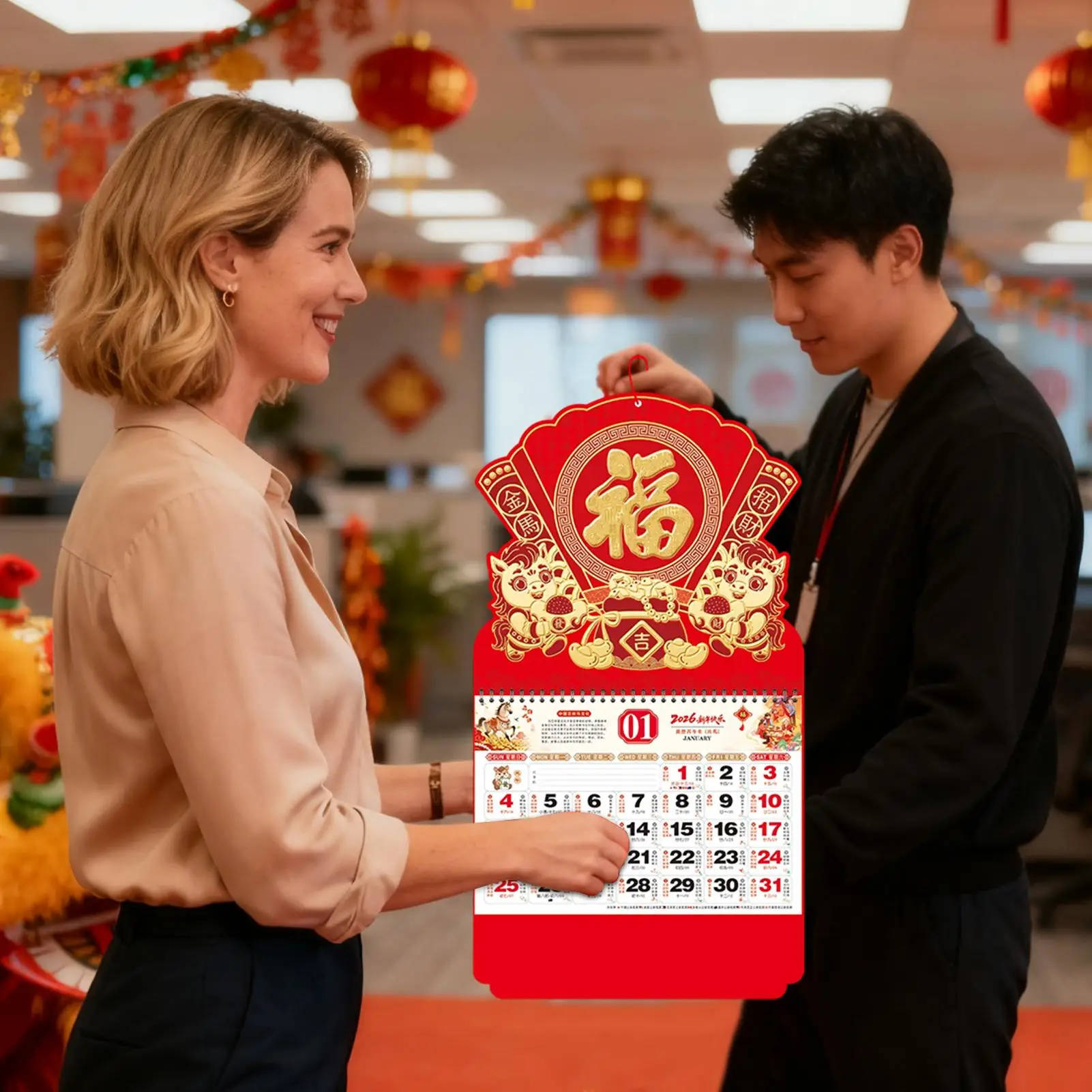 

2026 Year The Horse Wall Calendars Chinese New Year Traditional Calendar Monthly Calendar Home Office Wall Hanging Decoration ﻿