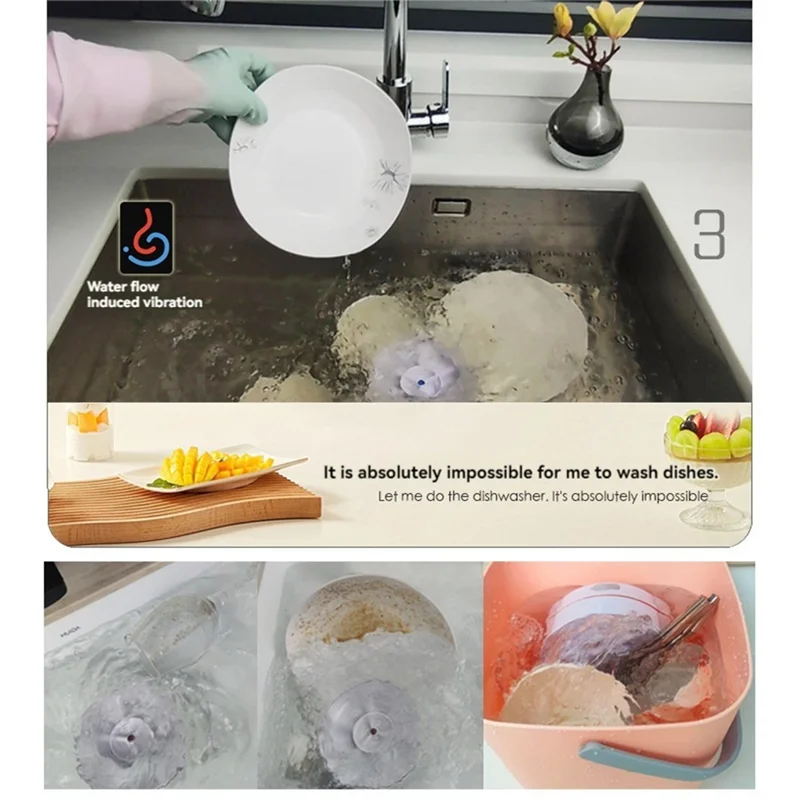 A005-초음파 접시 세탁기 휴대용 미니 터보 식기 세척기, 야채 세탁기 가정용 싱크 식기 세척기 장치