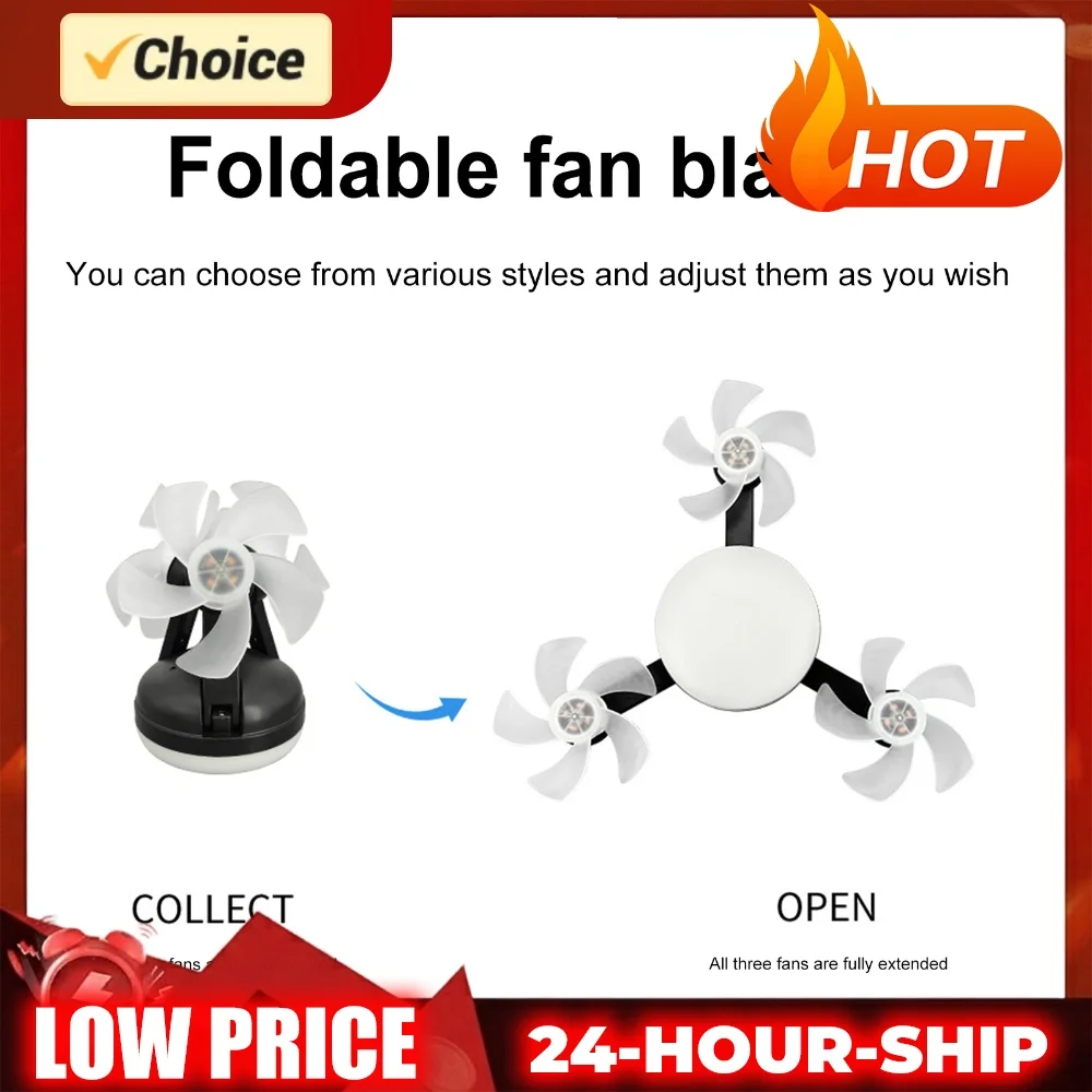 E27 Dimmable LED Socket Drone Fan Light with RC & Extension Rod Screw In Ceiling Fan Lamp 3-Speed for Dining Room Living Room