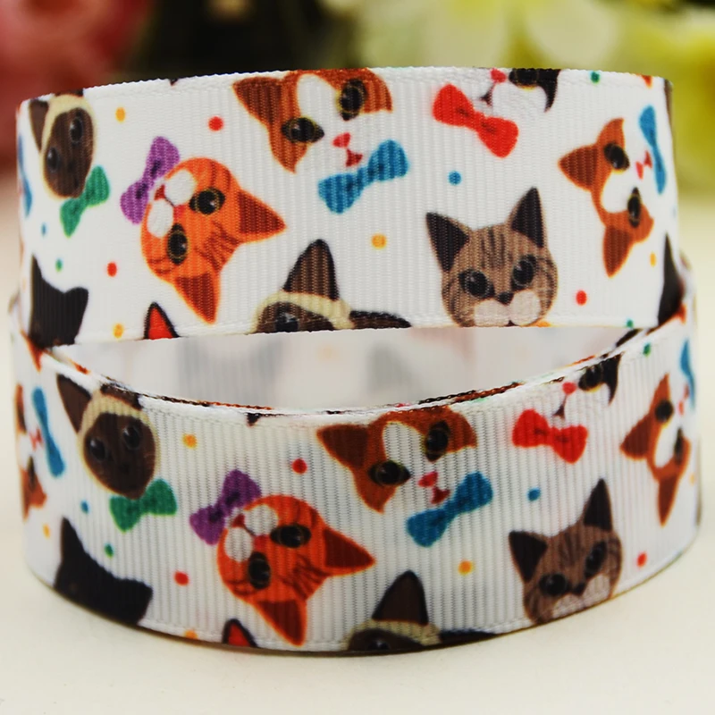 22mm 25mm 38mm 75mm Cat Cartoon Character printed Grosgrain Ribbon party decoration 10 Yards