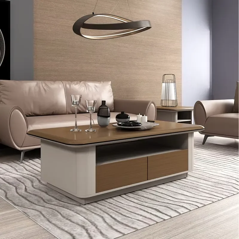 Modern Nordic Retro Simple Rectangle Coffee and Table Movable Wood Design Portable Home Furniture