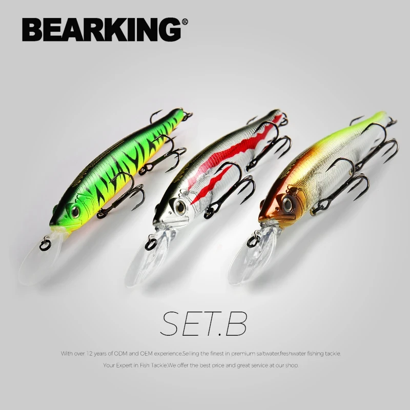 BEARKING-Fishing Lures, Hard Bait, Quality, Professional Minnow for Fishing Tackle, 128mm, 22.9G, 2-3M, 3Pcs per Set M127