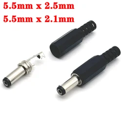 5.5mm x 2.5mm/ 5.5mm x 2.1mm DC Power Plugs Male Barrel Connectors Black 5.5*2.5 5.5*2.1