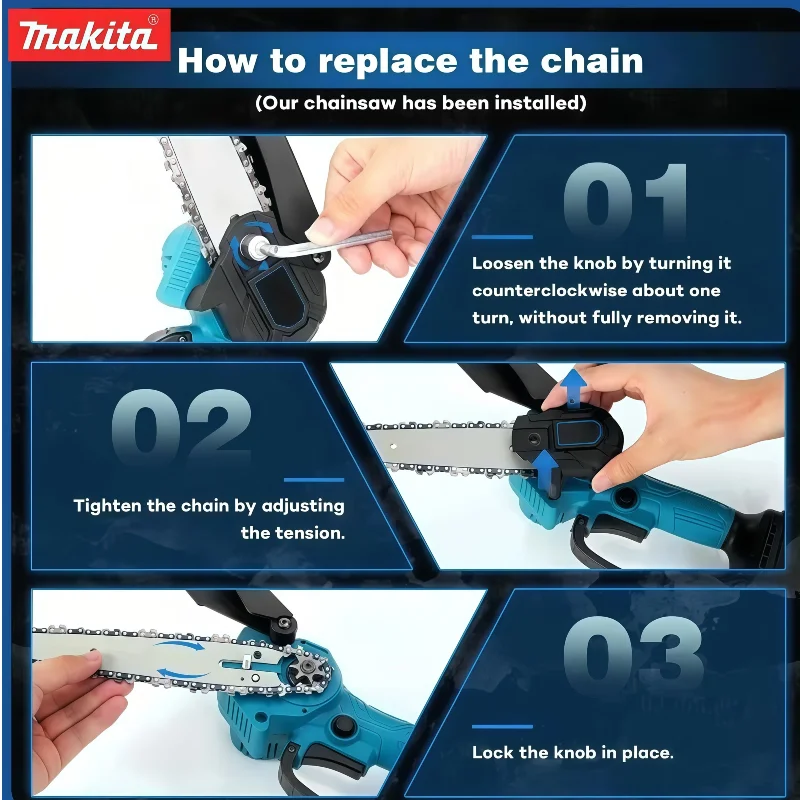 ماكيتا 6 بوصة سلسلة المنشار 18 فولت بطارية منشار كهربائي يده المحمولة قطع الأشجار الخشبية بالمنشار حديقة تشذيب الخشب أداة السلطة #4