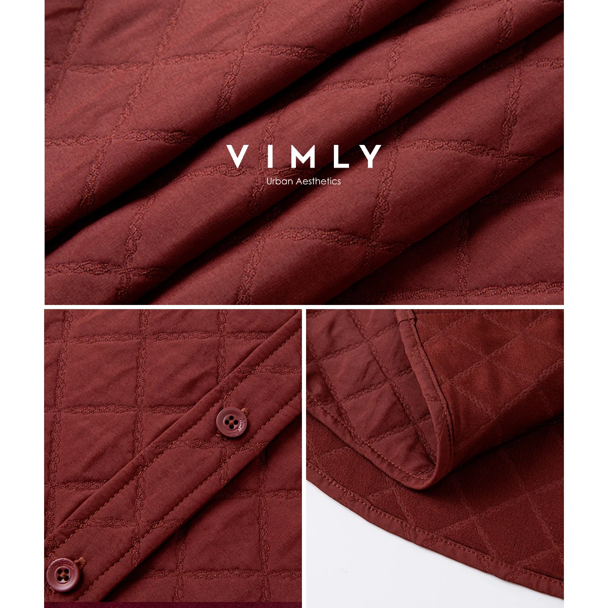 VIMLY レッドジャケット 秋 2025 アメリカンレトロ レディース 暖かい ダイヤモンド柄 キルティングジャケット ポロネック 長袖 レディースコート A2775