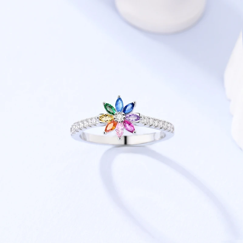 Hot Original 925 Sterling Silver Rings Size 6 7 8 9 for Women Man Sparkling Starry Celtic Knot Rainbow Flower Rings Fine Jewelry gallery 3