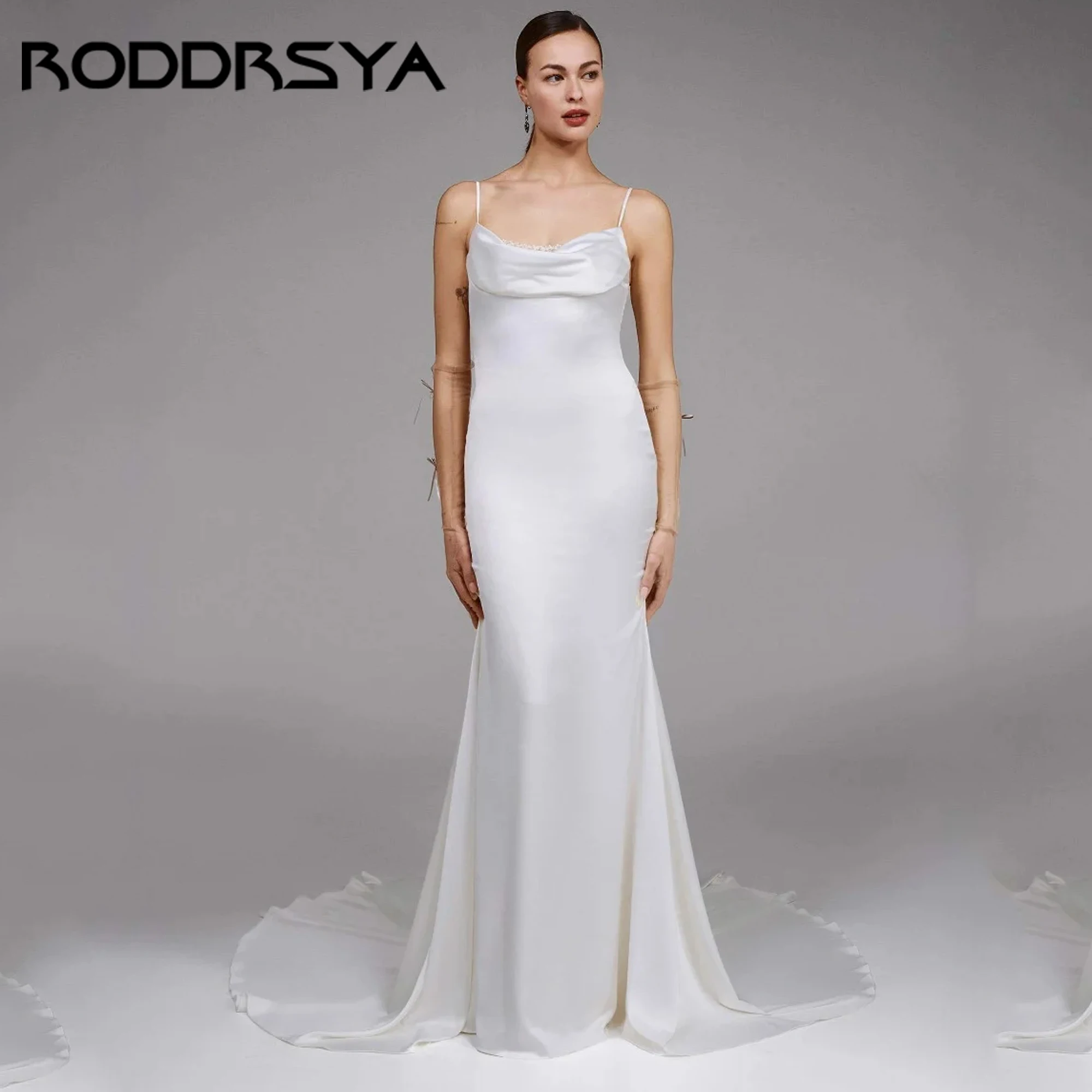 

Mermaid Sleeveless V-Neck Chiffon Wedding Dresses Bridal Gowns See Through Back With Button Vestido De Novia Mariage Customized