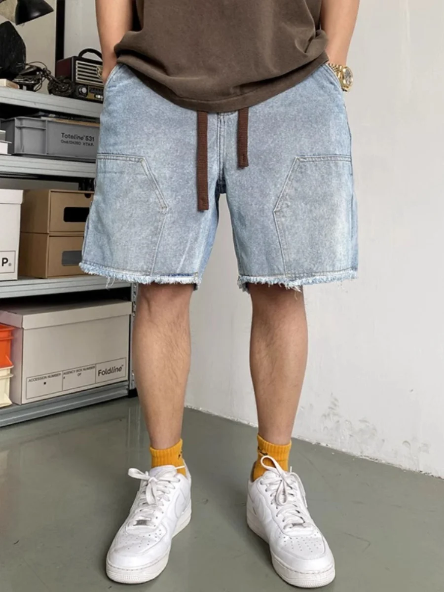 Summer American Large Size 300 Pou Waed Vintage Men's Loose Jeans orts Trendy Brand Five-Point Pants High Waist Dst...