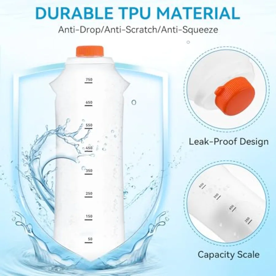 حقيبة مياه من Enhon متوافقة مع فلتر مياه Sawyer Squeeze، مادة TPU متينة، مثانة مياه بتصميم قابل للطي، زجاجة مياه 750 #4