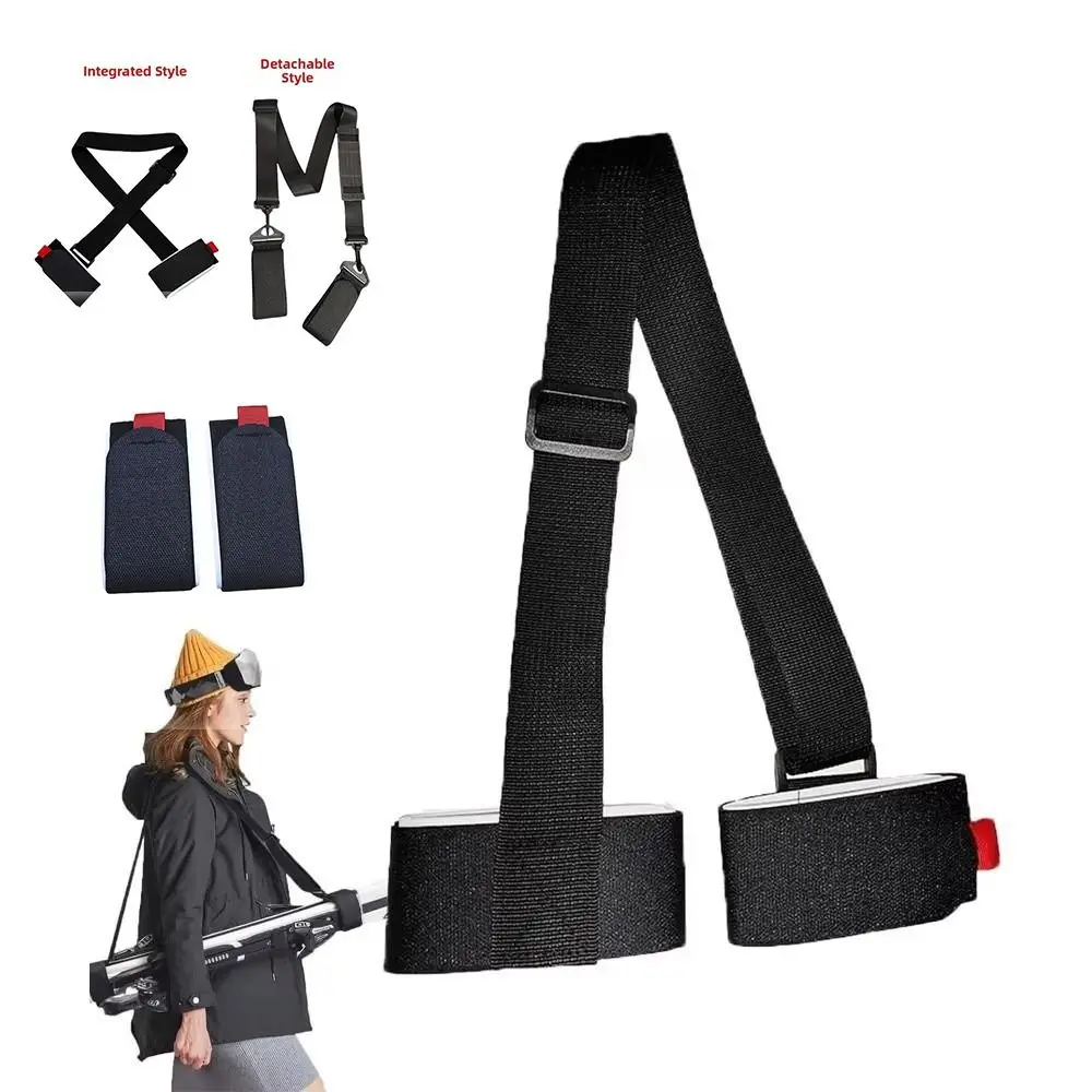 Adjustable Snowboard Carry Strap Hand-held Design Black Ski Carrier Strap Plastic Buckle Fixed Strap Ski Shoulder Strap