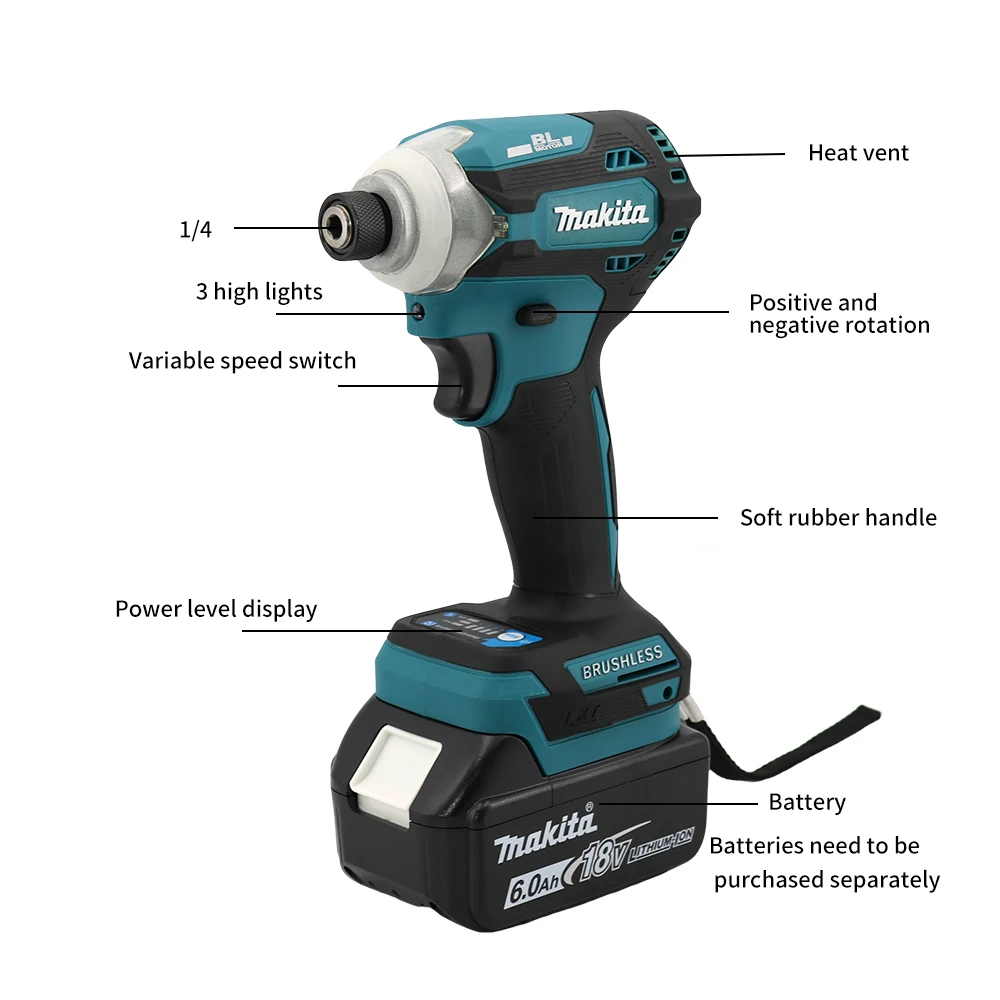 Makita DTD171 Cordless18V Lithium Battery Rechargeable Electric Screwdriver High Torque Motor Impact Electric Screwdriver