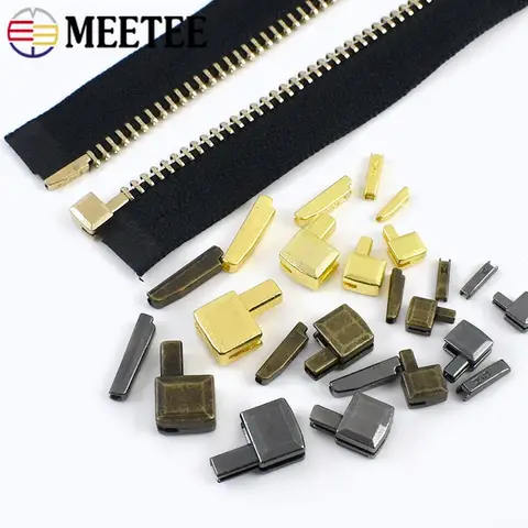 10-50 conjuntos 3 # 5 # 8 # 10 #   Rolha antiderrapante de metal com zíper, cabeça de fechamento com zíper, zíper para roupas, kit de reparo de soquete inferior, acessórios