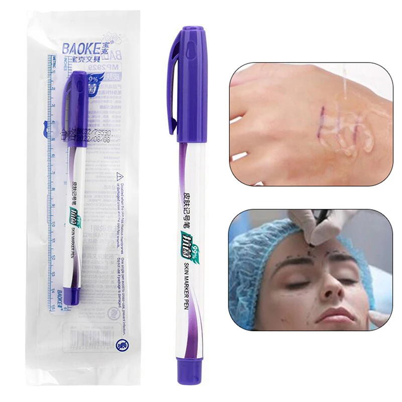 Surgical Skin Marker for Eyebrow Skin Marker Pen Tattoo Skin Marker Measure Measuring Ruler Set