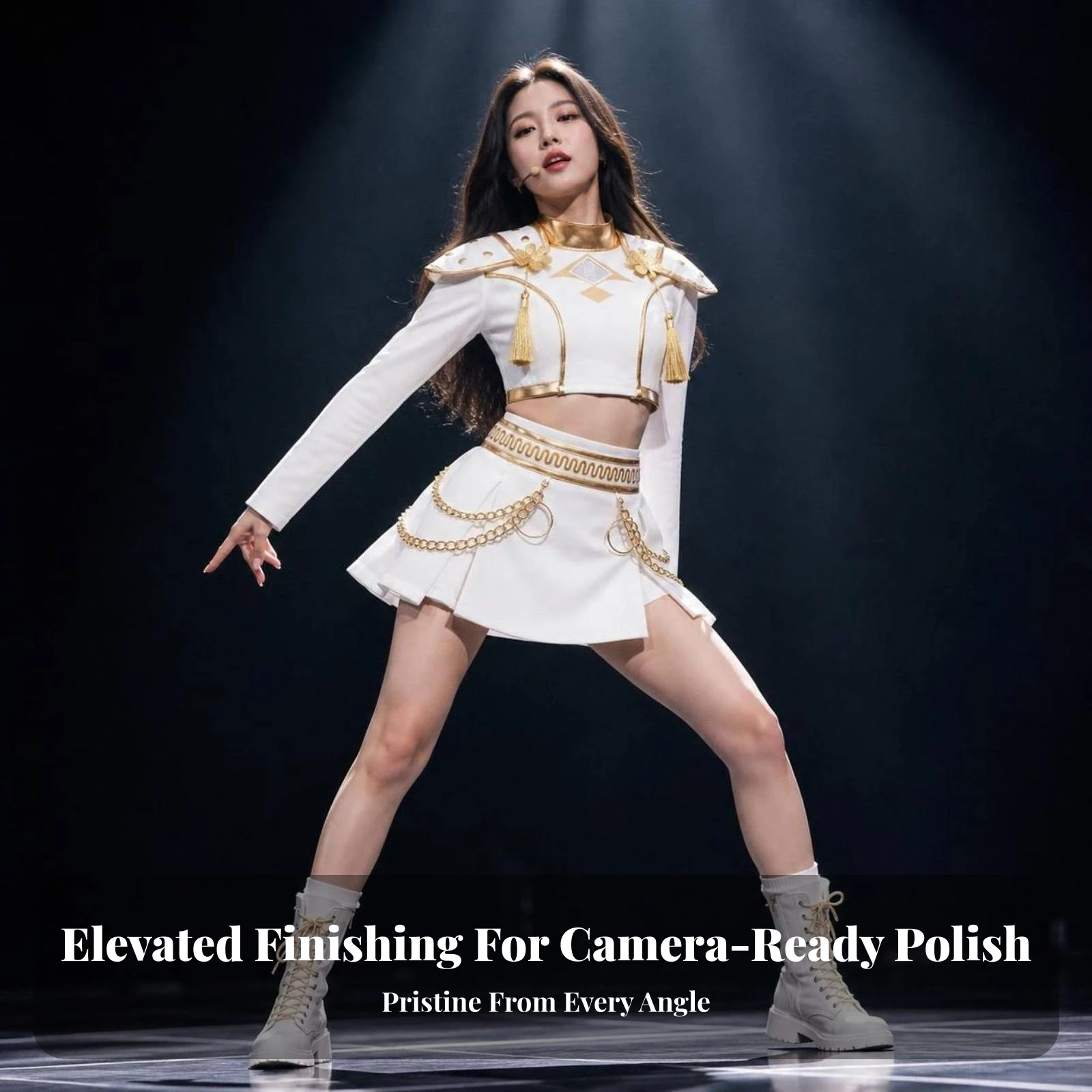 Cosplay Costume Anime Cosplay Outfit Apparel Gold-Trimmed for Cosplayers, Themed Photoshoots, Stage Performances