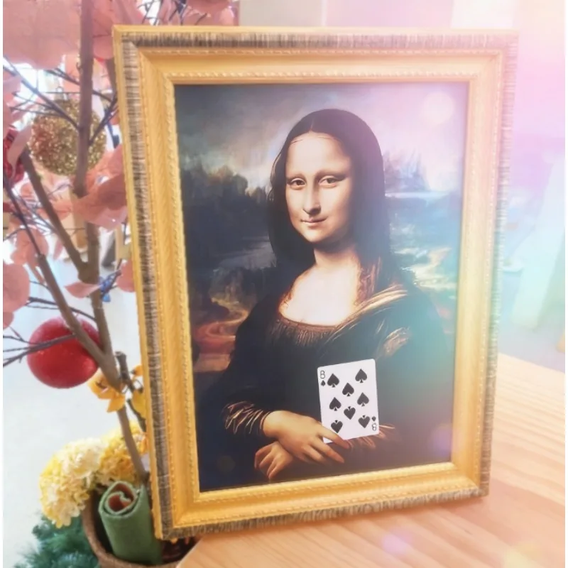 Large Mona Lisa Prophecy Magic Trick Prediction Painting Card Transformation Illusion Gimmick Prop for Magicians Stage Close-Up