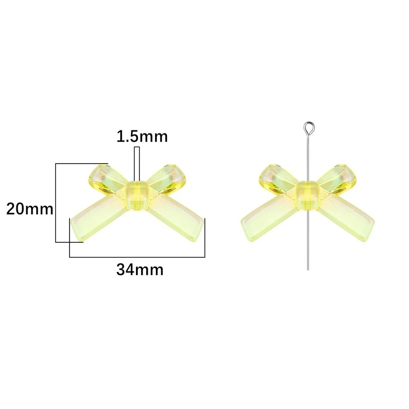 15pcs/Lot 34*20mm Acrylic Jewelry Accessories Bow Shape Small Hole Beads For Jewelry Making