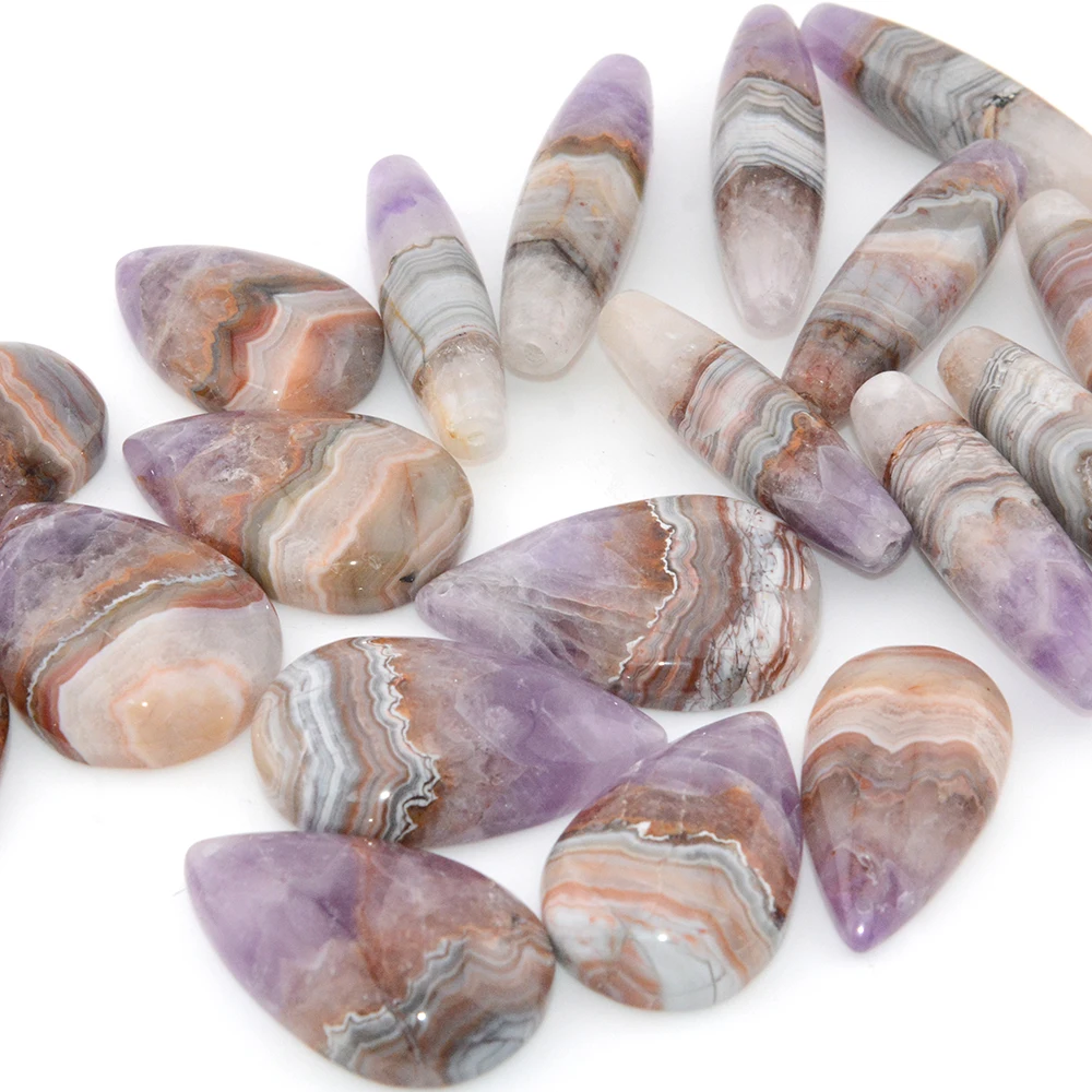 

Natural Mexico Agate Whit Amethyst Quartz Water Drop Pendants and Long Bucket Bead，Rough Size, for Jewelry Making Necklace