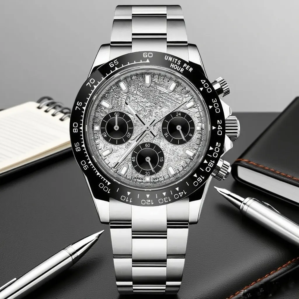 Logo personalizzato 39mm Orologi da uomo Vetro zaffiro Lusso VK63 Movimento al quarzo Orologio sportivo da uomo Orologio cronografo