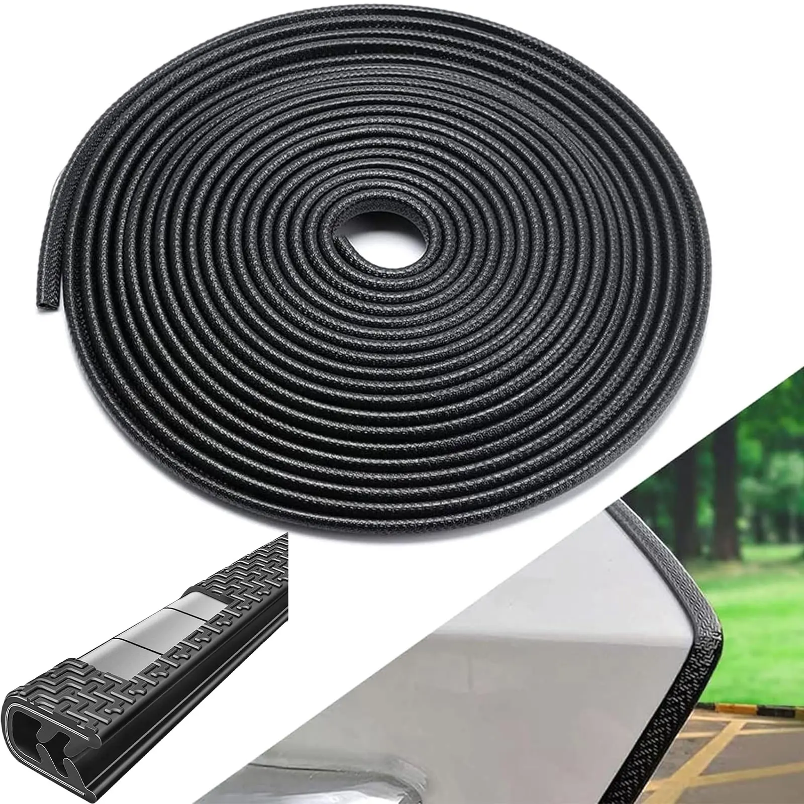 32Ft(10M) Door Edge Guard Black Car Guards Protector for Cars Rubber Auto Trim U Shape Build in Metal Sheet No Need Adhesive