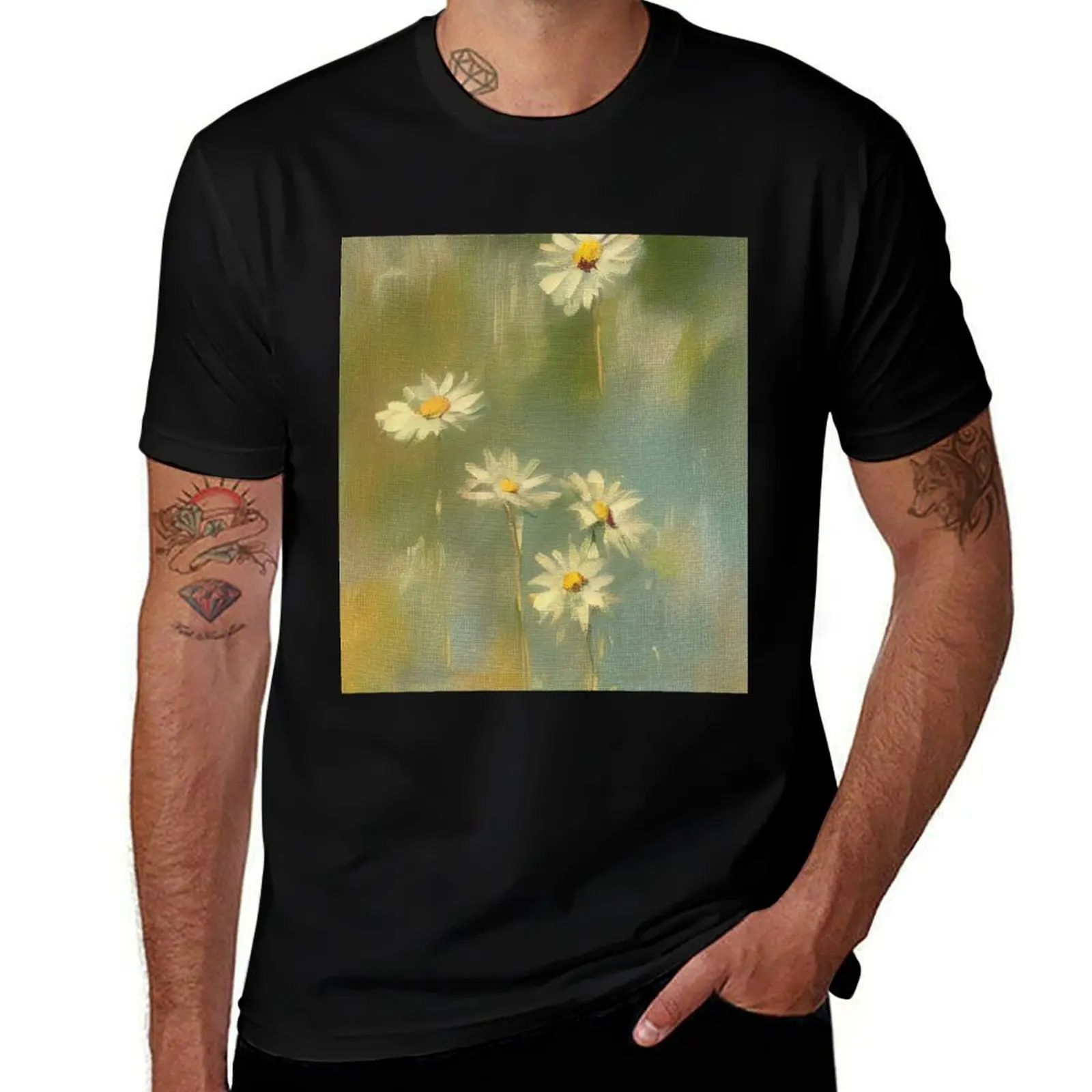 Throw Pillow With Beautiful Daisies Painting - Spring Home Decor T-Shirt kawaii clothes designer shirts cotton t shirt men