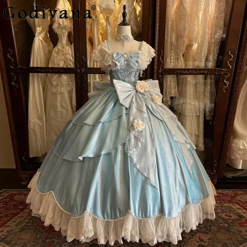 

Платье принцессы для ежегодного собрания, женское синее платье Лолиты, женское платье для церемонии, элитное студенческое платье для дня рождения