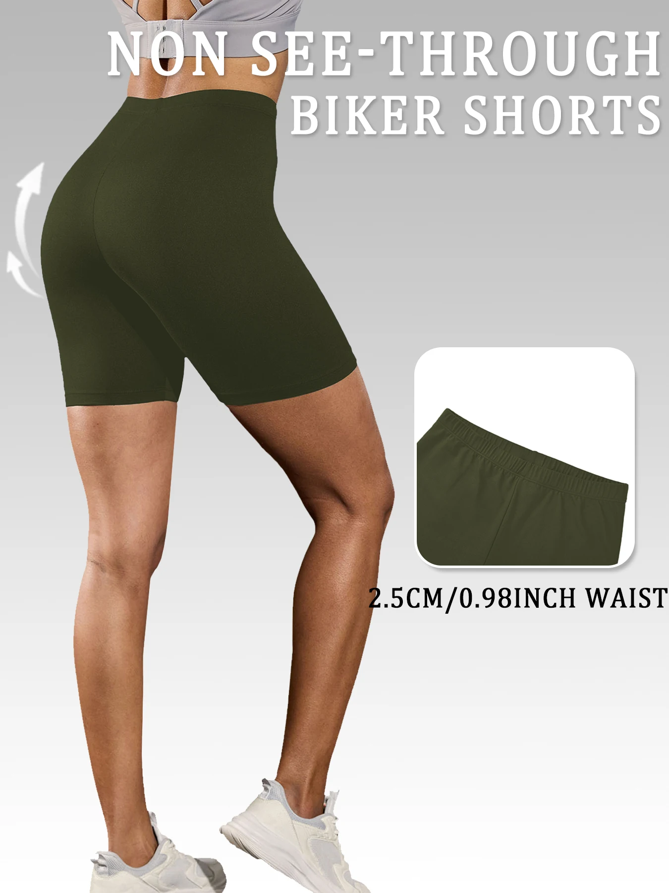 Women Athletic Shorts Super Soft Biker No See Through Workout Yoga Running Home Casual