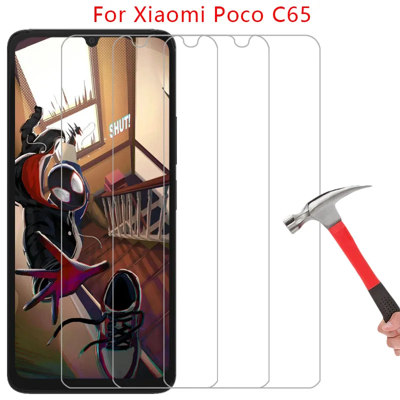 حافظة هاتف لهاتف شاومي بوكو c65 من الزجاج المقسى على pococ65 c 65 65c 4g 5g غطاء خلفي 360 xiomi xaomi poc pco c65 حقيبة cas