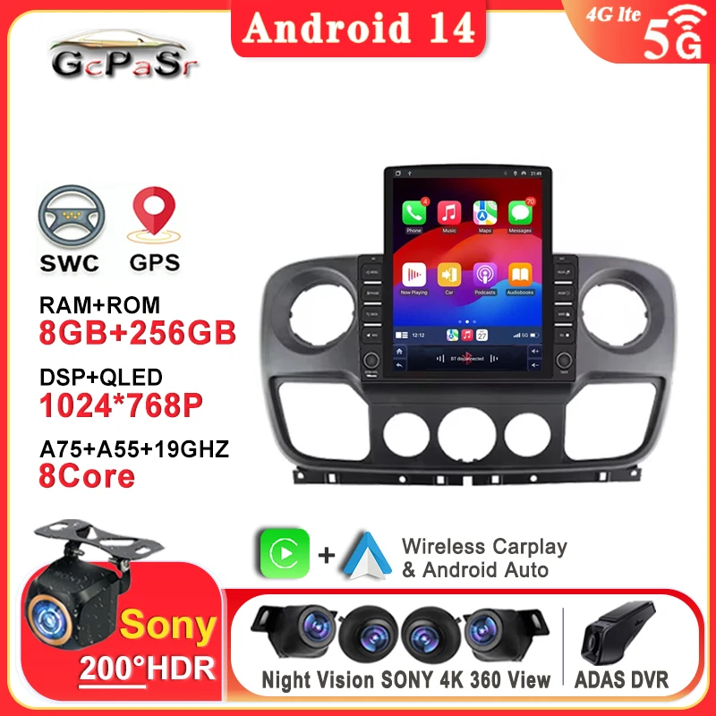 

9.7 Inch For Renault Master Nissan NV400 Opel Movano 2010 2021 Car DVD Android Auto Multimedia Radio Stereo Screen Navigation BT