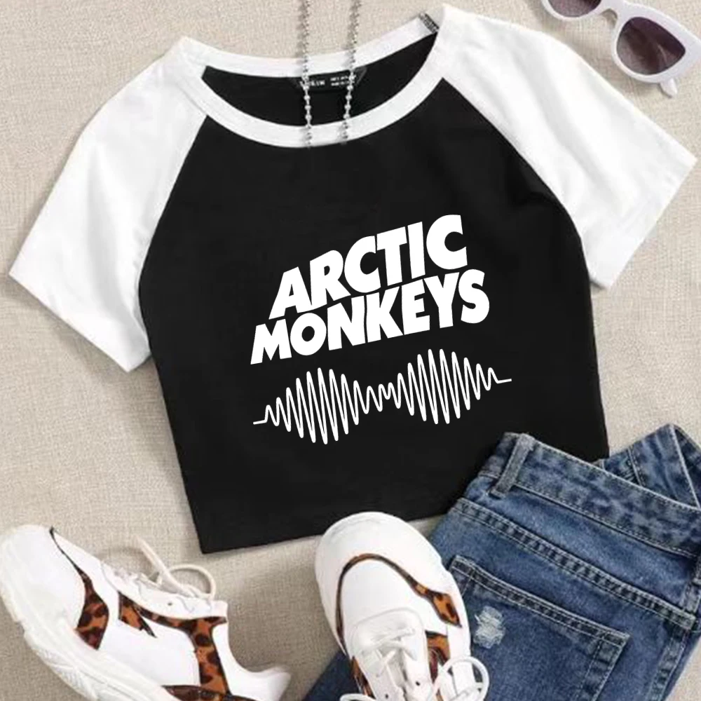 

Arctic Monkeys AM 2024 Girls Fashion Crop Tops Super-short T-Shirt Printing Music Fans Gift Short Sleeves O-Neck Regular