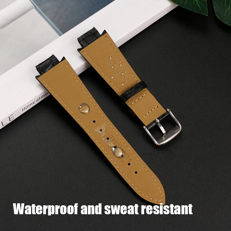 Leather Watch band Accessories For Tissot 1853 T60 Watch Strap T60.1.513 Men Women Cowhide Watch Strap Convex 24×14mm Bracelet