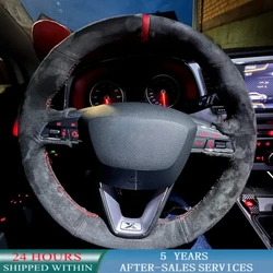 Customized Braid Car Steering Wheel Cover Wrap Anti-Slip Suede For Seat Leon 5F Mk3 Ibiza 6J Tarraco Arona Ateca Alhambra