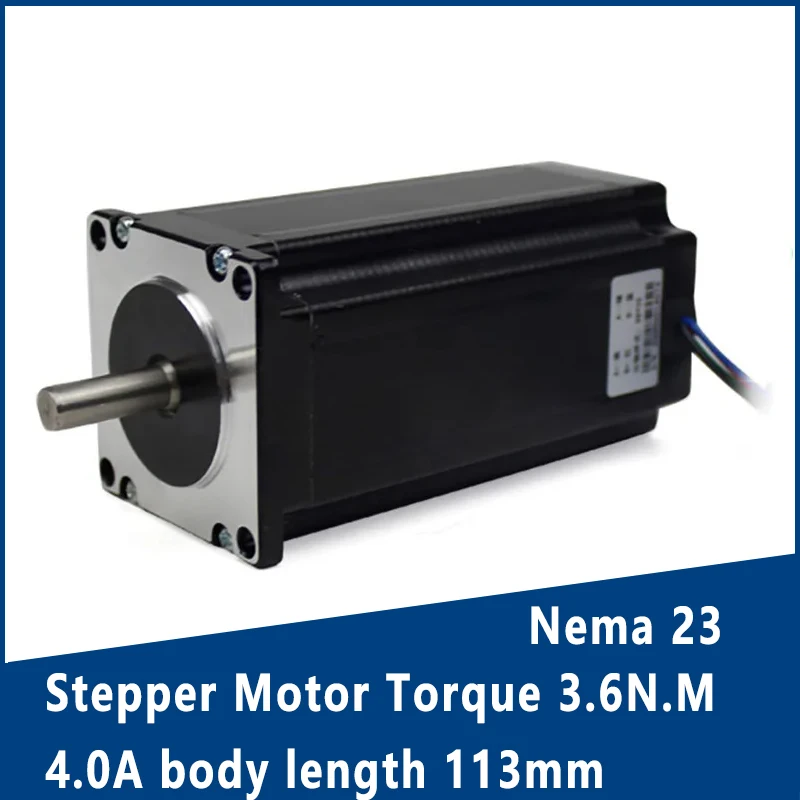 

Hybrid 57mm Nema23 Stepper Motor Torque 3.6N.M 4.0A body length 113mm Stepper Motor Two-phase Step Angle 1.8 °