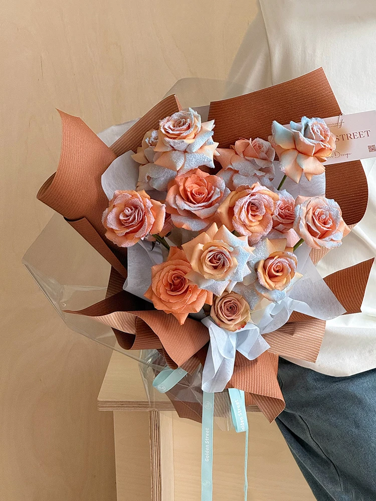 Valentine\'s Day Corduroy Art Paper, Retro Wooden Waterproof Paper Florist, Korean Flower Paper Roll, 4yard Paper For Bouquets